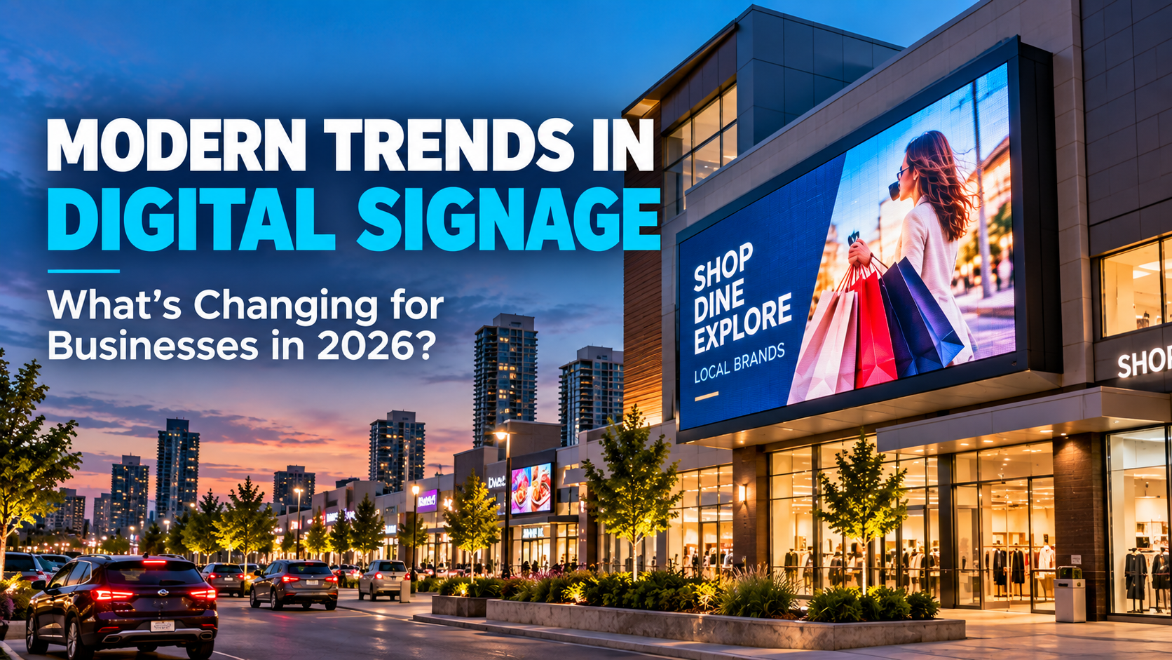 Modern Digital Signage at Twilight (1)